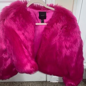 Pink furry coat